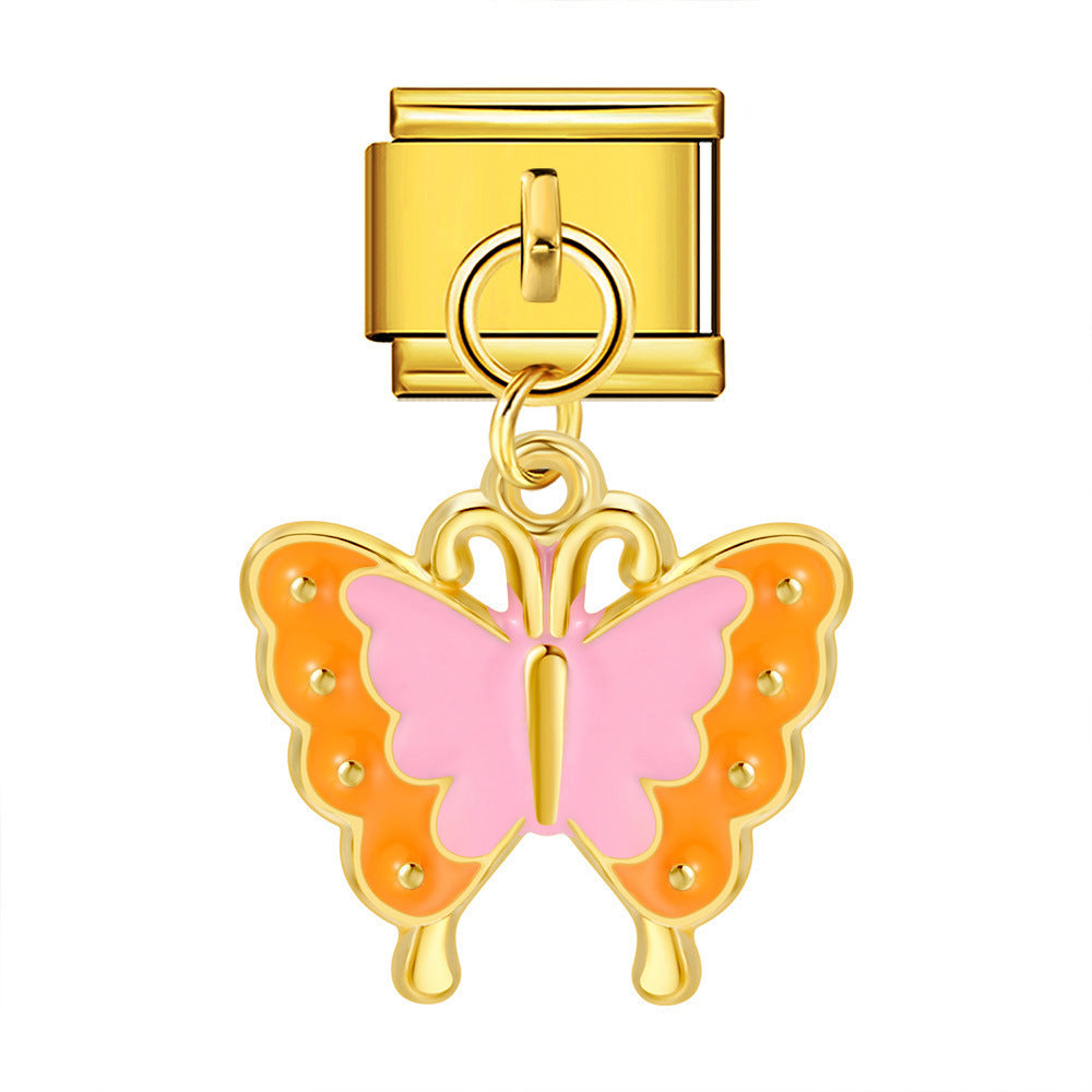 Charm Colgante Para Brazalete Italiano Mariposa Colorida