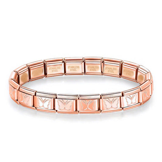 Brazalete Italiano Oro Rosa Mariposas