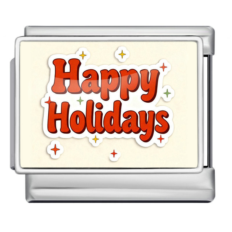 Charm Para Brazalete Italiano Happy Holidays Navidad
