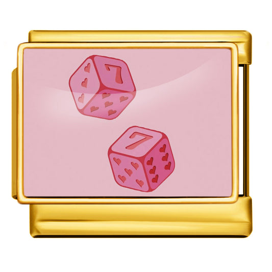 Charm Para Brazalete Italiano Dados De La Suerte Plata / Oro