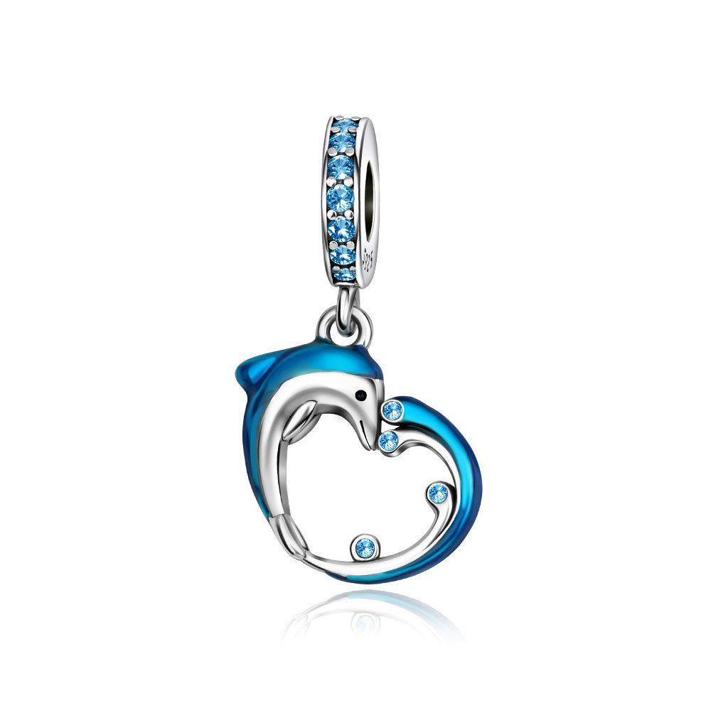 Charm Colgante Corazón Delfines