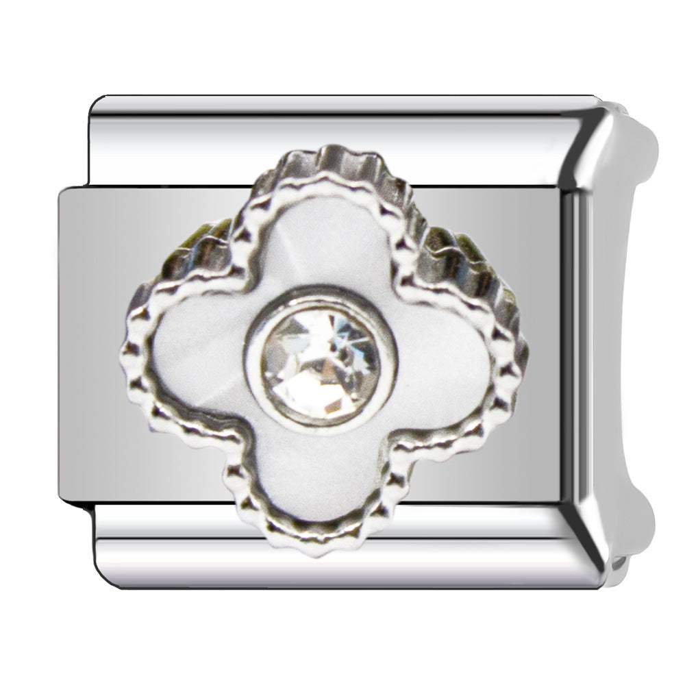 Charm Para Brazalete Italiano Alhambra, 5 motivos Plata Con Perla