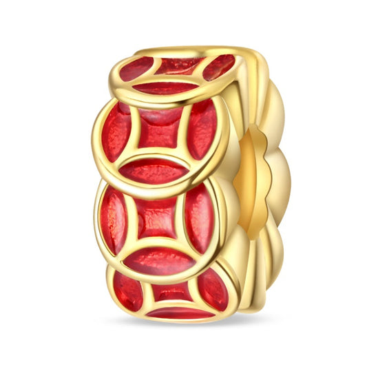 Charm Separador Amuleto De Linterna De La Suerte Rojo Dorado