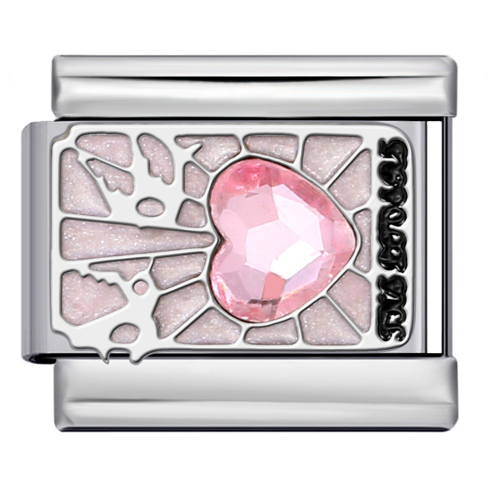 Charm Para Brazalete Italiano Corazón Rosa