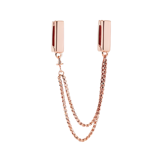 Charm Cadena De Seguridad De Oro Rosado Para Brazalete De Ondas Planas