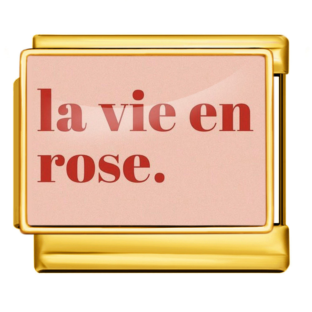 Charm Para Brazalete Italiano La Vie En Rose Plata / Oro
