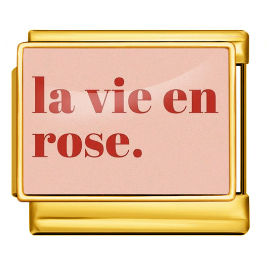Charm Para Brazalete Italiano La Vie En Rose Plata / Oro
