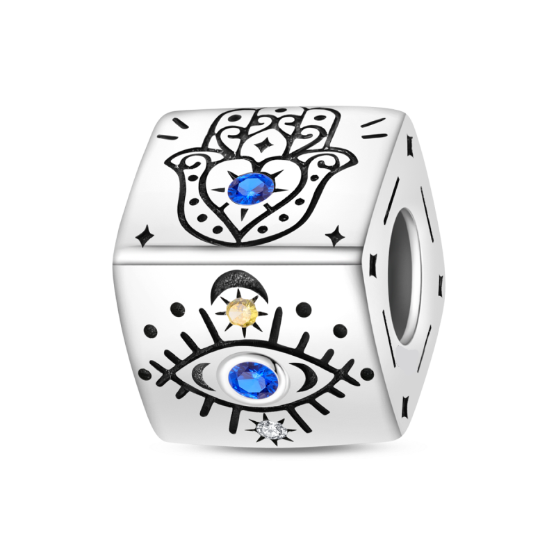 Charm Dado Hamsa Mano De Fátima En Piedra De Turquesa