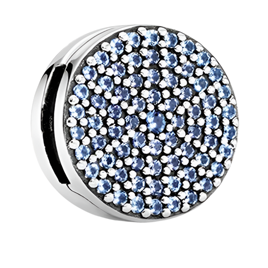 Charm Para Brazalete De Ondas Planas Plano Círculo Zirconias Azules