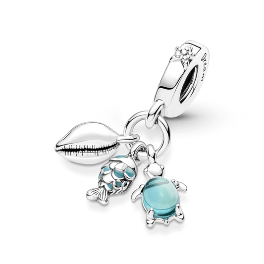 Charm Colgante Pescado, Tortuga De Mar Y Concha