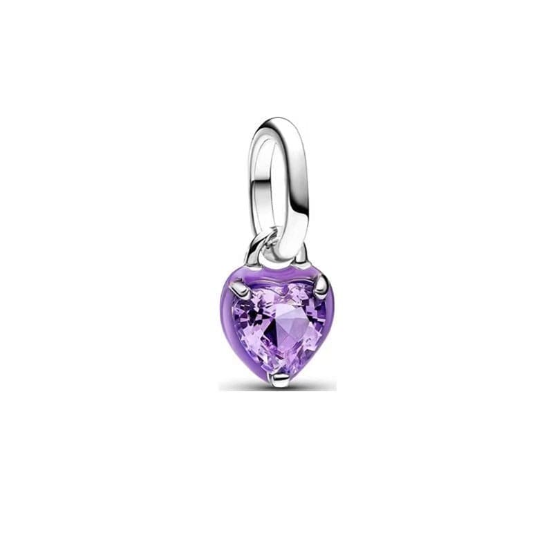 Charm Colgante Mini Corazón De Piedra Brillante