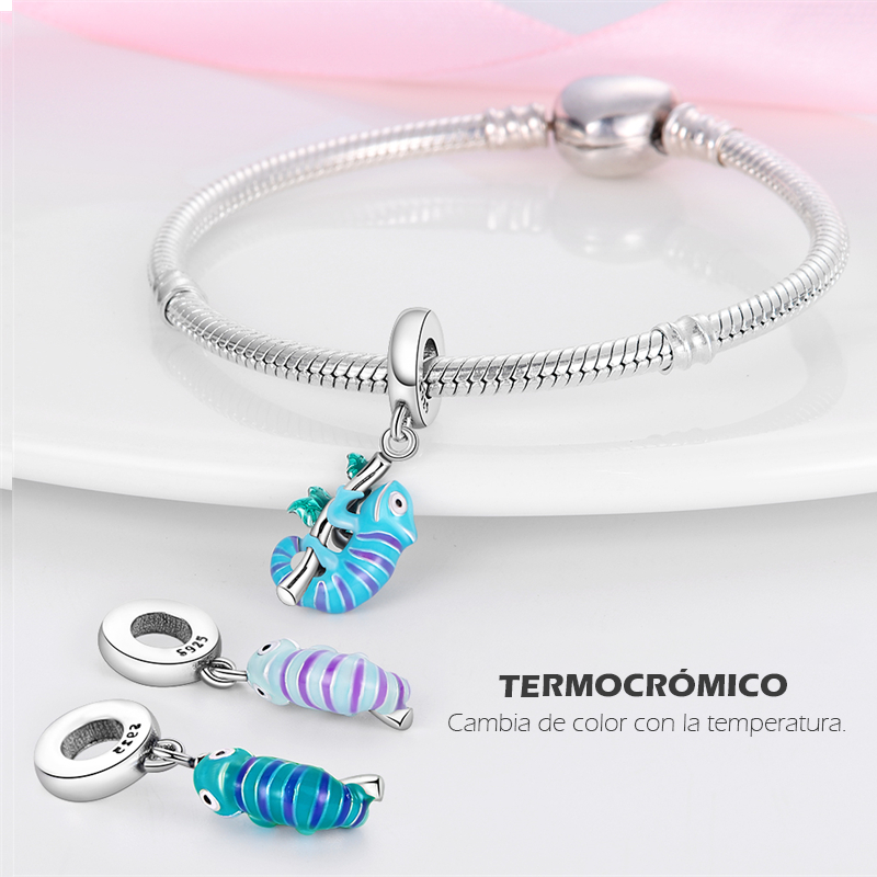 Charm Colgante Camaleón Sobre Rama / Termocrómicos