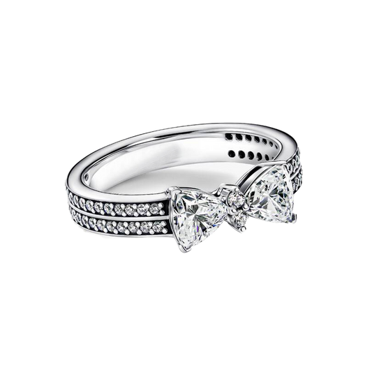 Anillo Doble Fila Moño Pavé