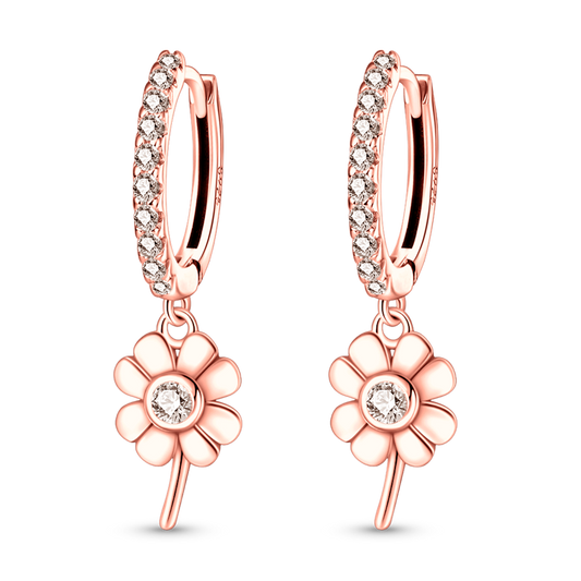 Pendientes De Aro Mirasol Plata / Oro Rosa