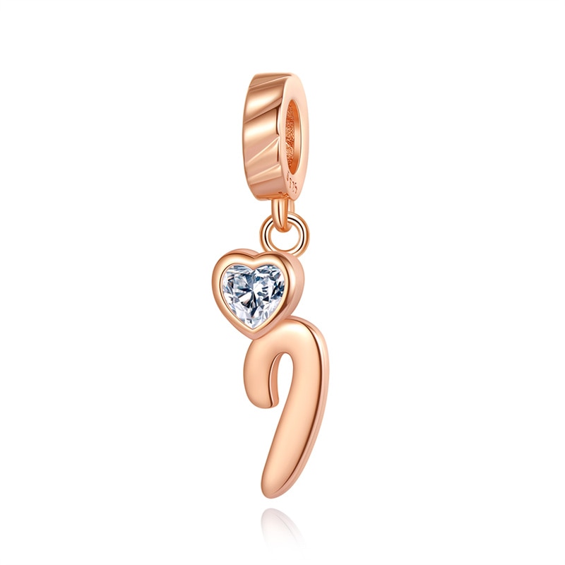 Charms Alfabeto A-Z Dorado Con Corazón Con Brillo