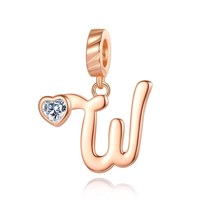 Charms Alfabeto A-Z Dorado Con Corazón Con Brillo