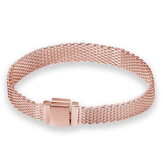 Brazalete Ondas Planas Plata / Oro Rosa