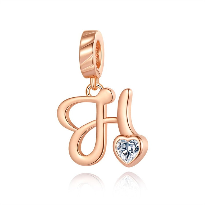 Charms Alfabeto A-Z Dorado Con Corazón Con Brillo