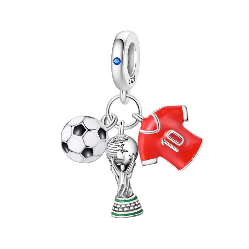Charm Colgante Copa Del Mundo, Balón Y Jersey 10 De Soccer