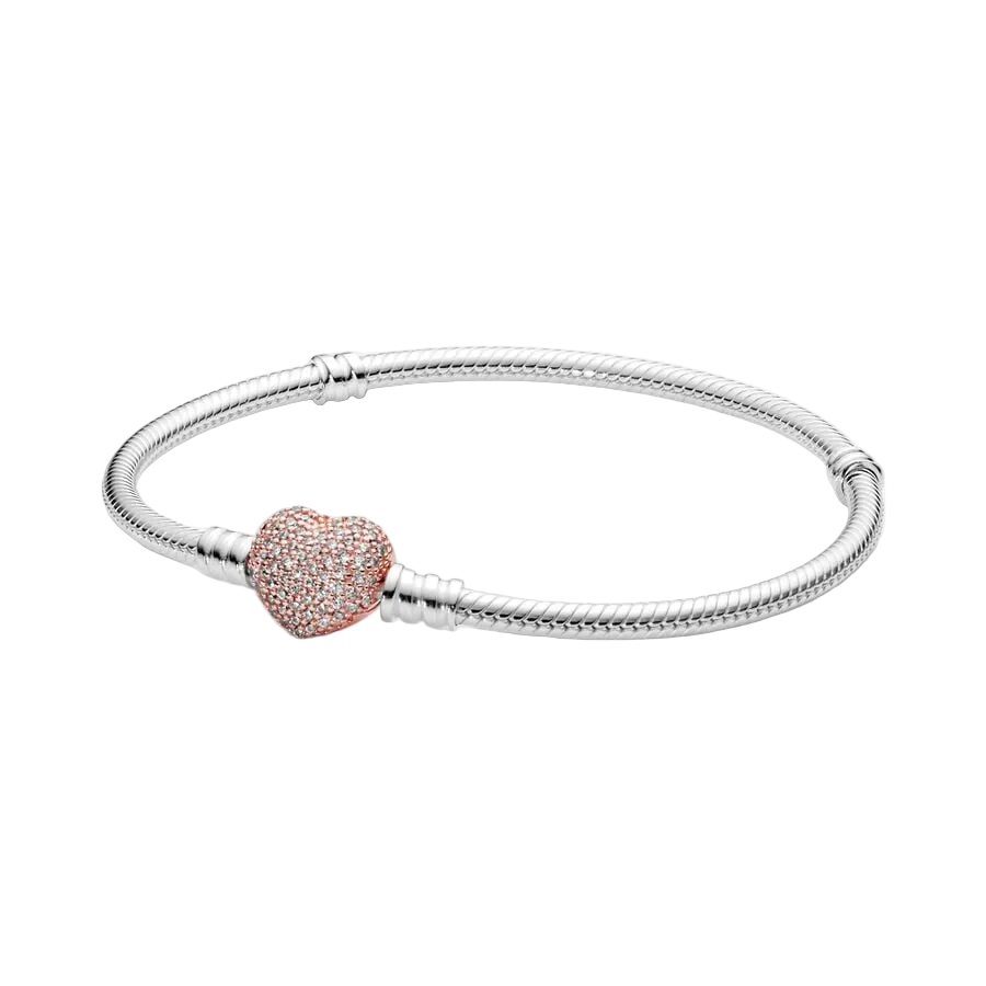 Brazalete De Broche De Corazón Pavé Rosa