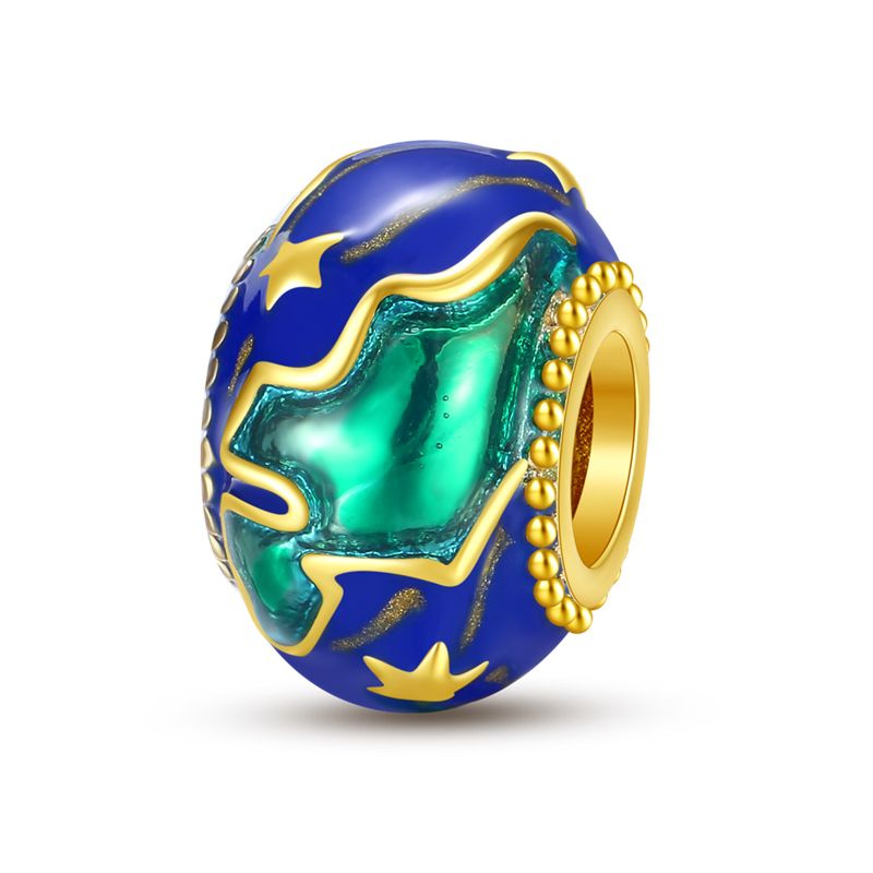 Charm Separador Mapamundi con Detalles En Oro