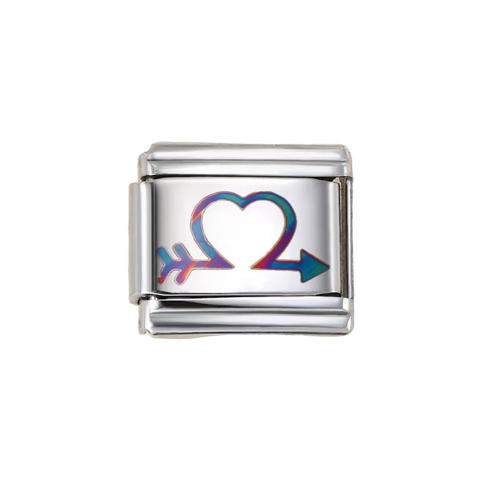Charm Para Brazalete Italiano Tornasol Corazón Flechado