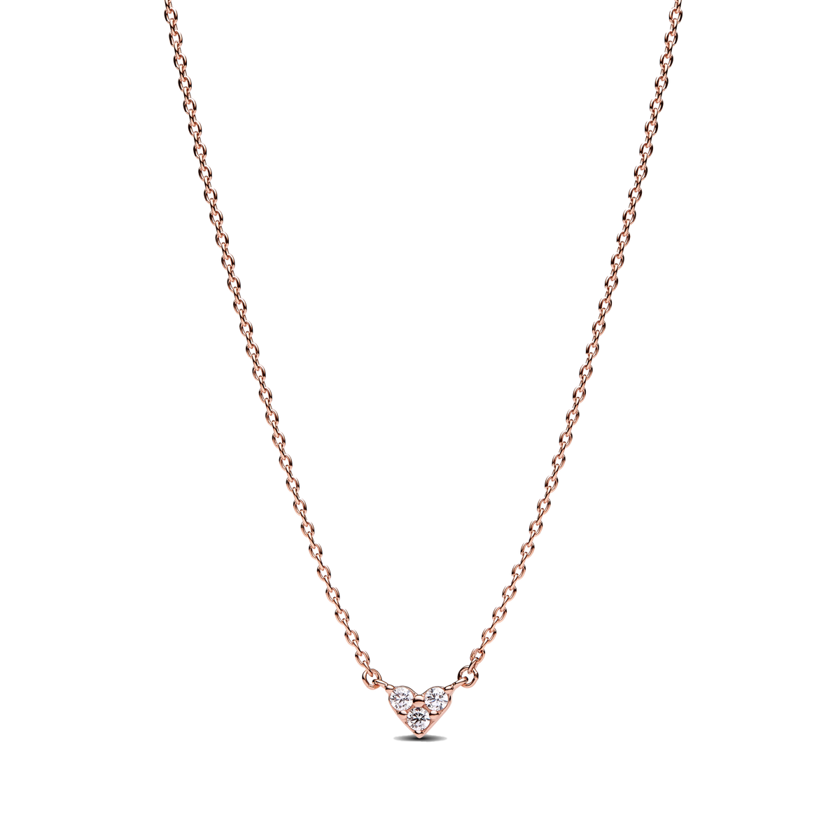 Collar Corazón Tres Piedras Oro Rosa