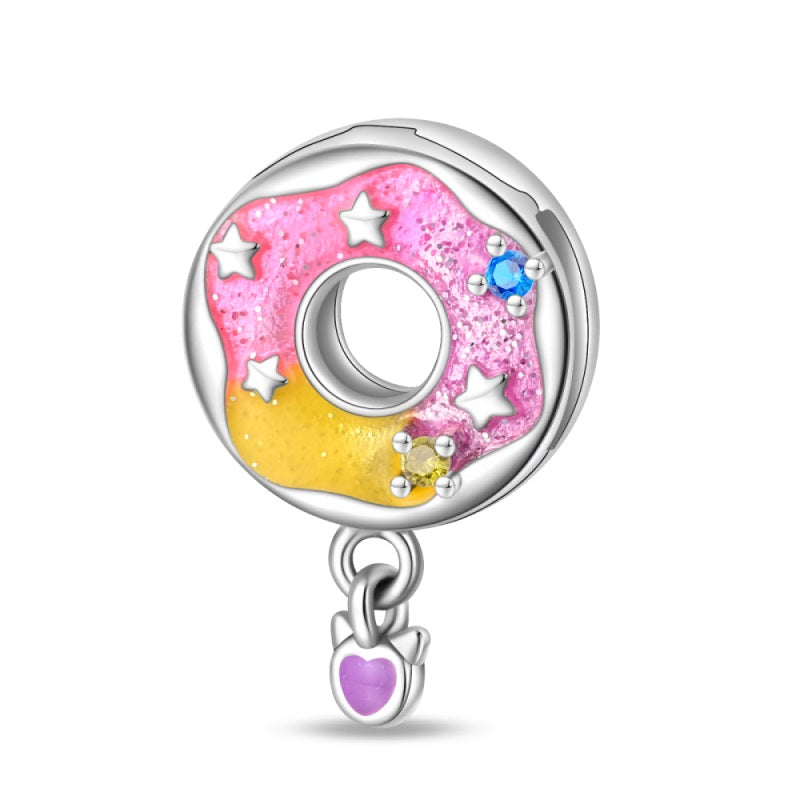 Charm Para Brazalete De Ondas Planas De Dona Colorida Con Estrellas