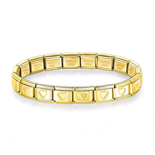 Brazalete Italiano Dorado Corazones
