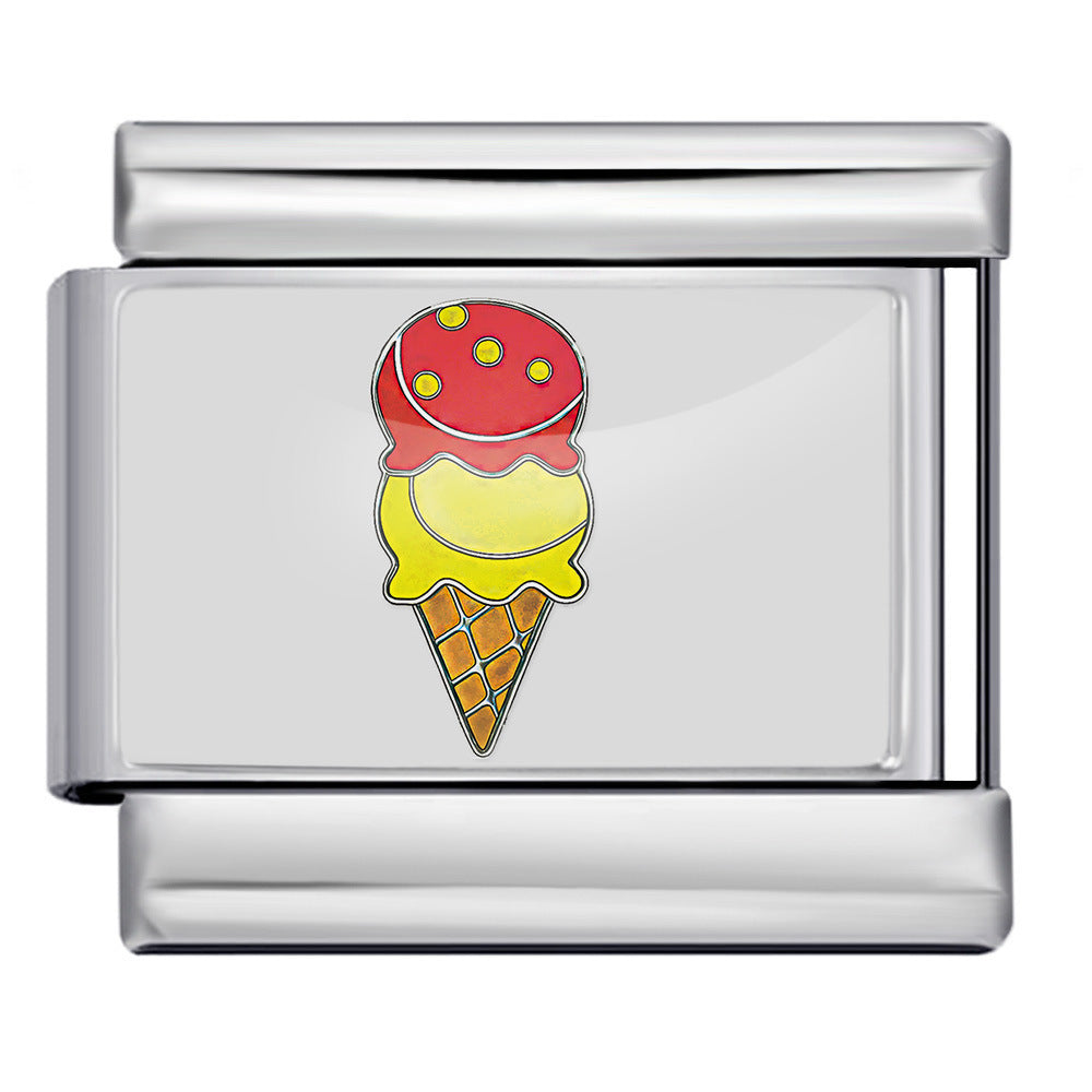 Charm Para Brazalete Italiano Cono De Helado Plata / Oro