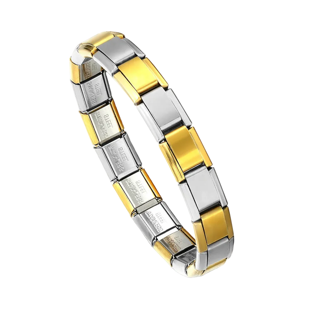 Brazalete Italiano Bicolor Oro Y Plata