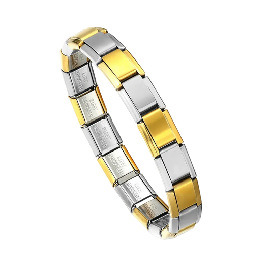 Brazalete Italiano Bicolor Oro Y Plata