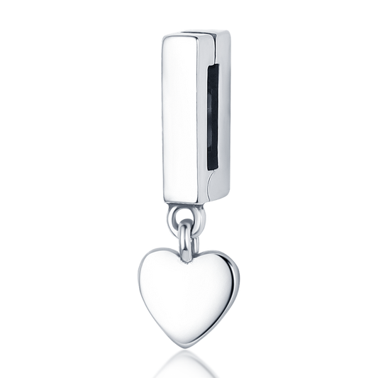 Charm Para Brazalete De Ondas Planas Corazón Plata