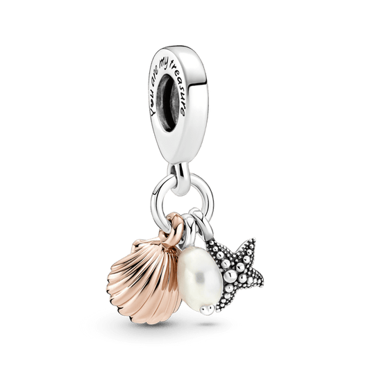 Charm Colgante Estrella De Mar, Concha Y Perla
