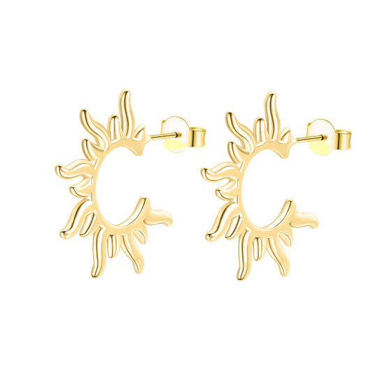 Pendientes De Botón Sol Resplandeciente