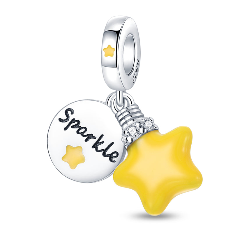 Charm Colgante de Estrella Con Leyenda "Sparkle" / Glow in the Dark