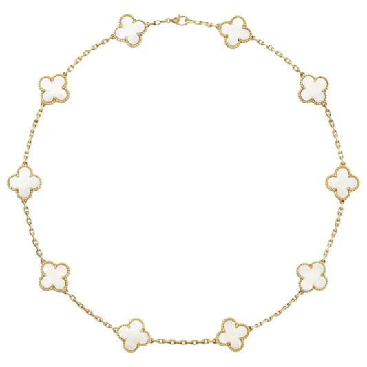 Collar Vintage Alhambra, Color Oro Amarillo, Nácar, 10 Motivos🍀