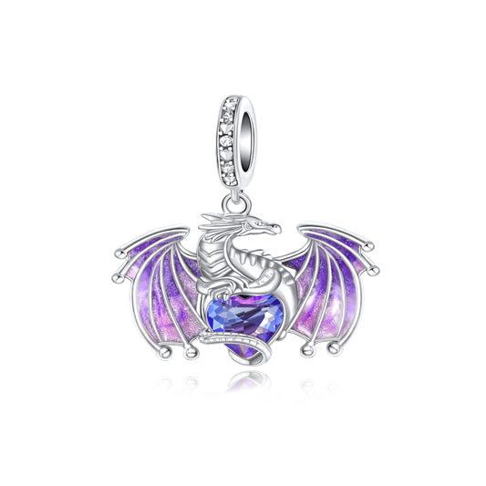 Charm Colgante Dragón Corazón Violeta