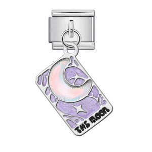 Charm Colgante Para Brazalete Italiano Luna Fucsia