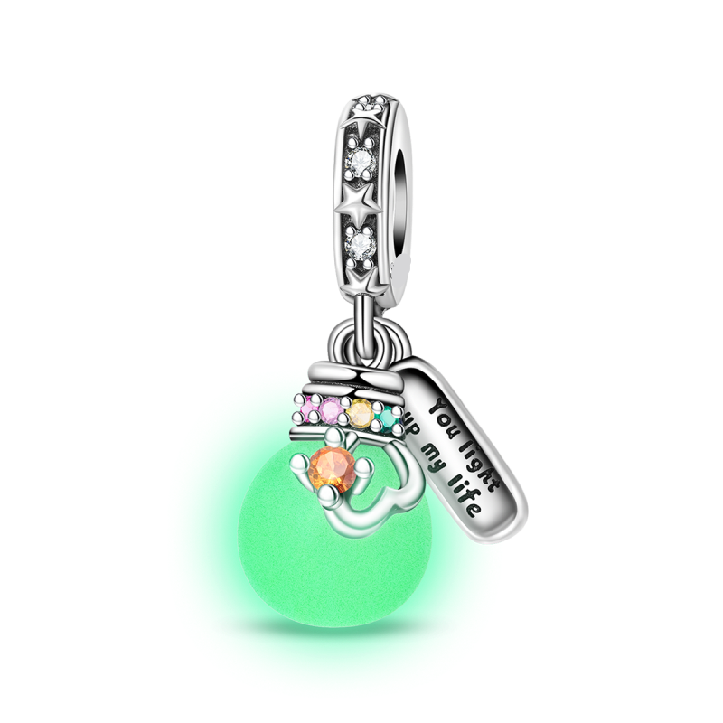 Charm Colgante Doble Bombilla "You Light My Life" / Glow In The Dark