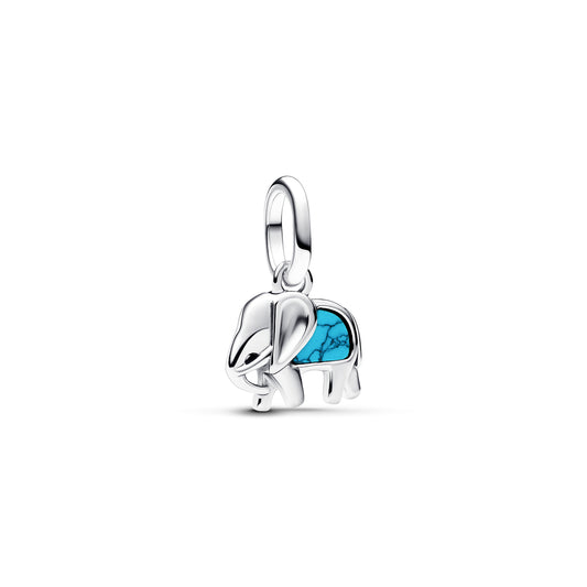 Charm Colgante De Cristal de Murano Azul Elefante