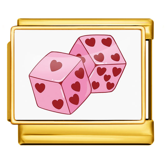 Charm Para Brazalete Italiano Dados Cupido Plata / Oro