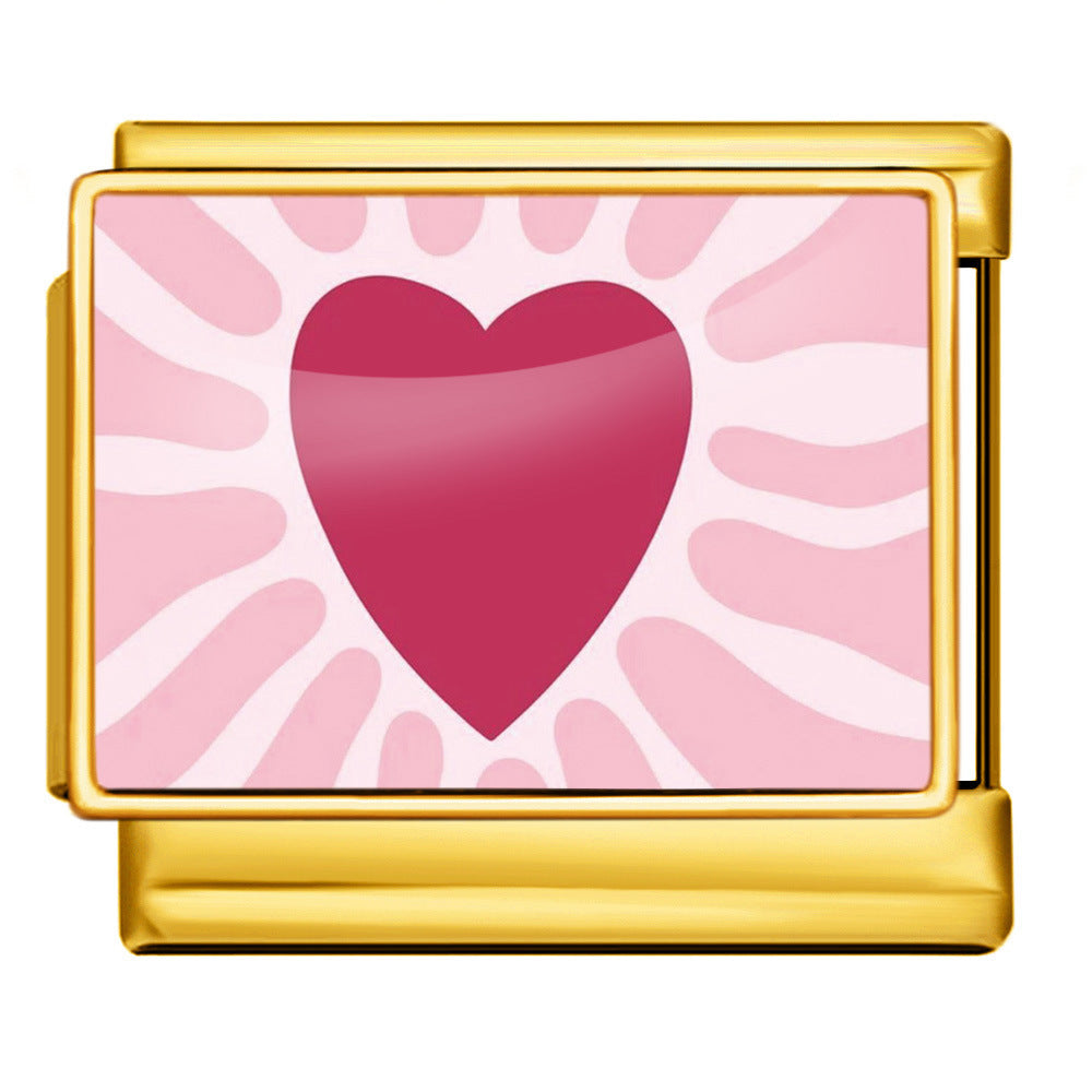 Charm Para Brazalete Italiano Lago Corazón Plata / Oro