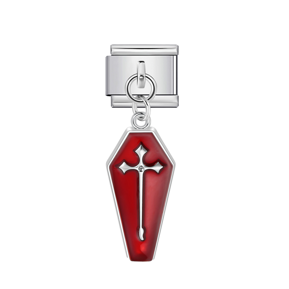 Charm Para Brazalete Italiano Ataúd Colgante Rojo