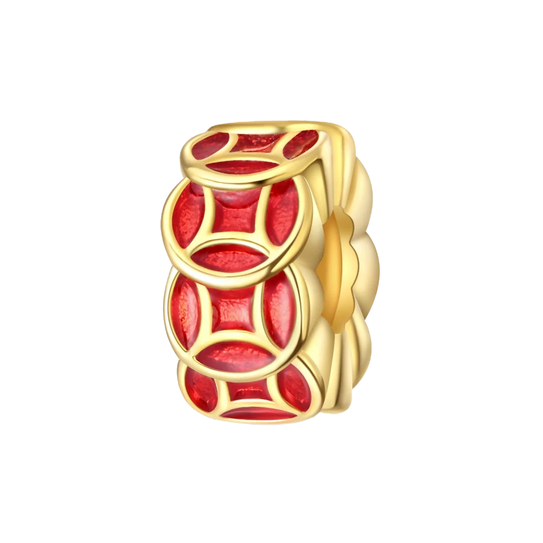 Charm Separador Amuleto De La Suerte Rojo Dorado