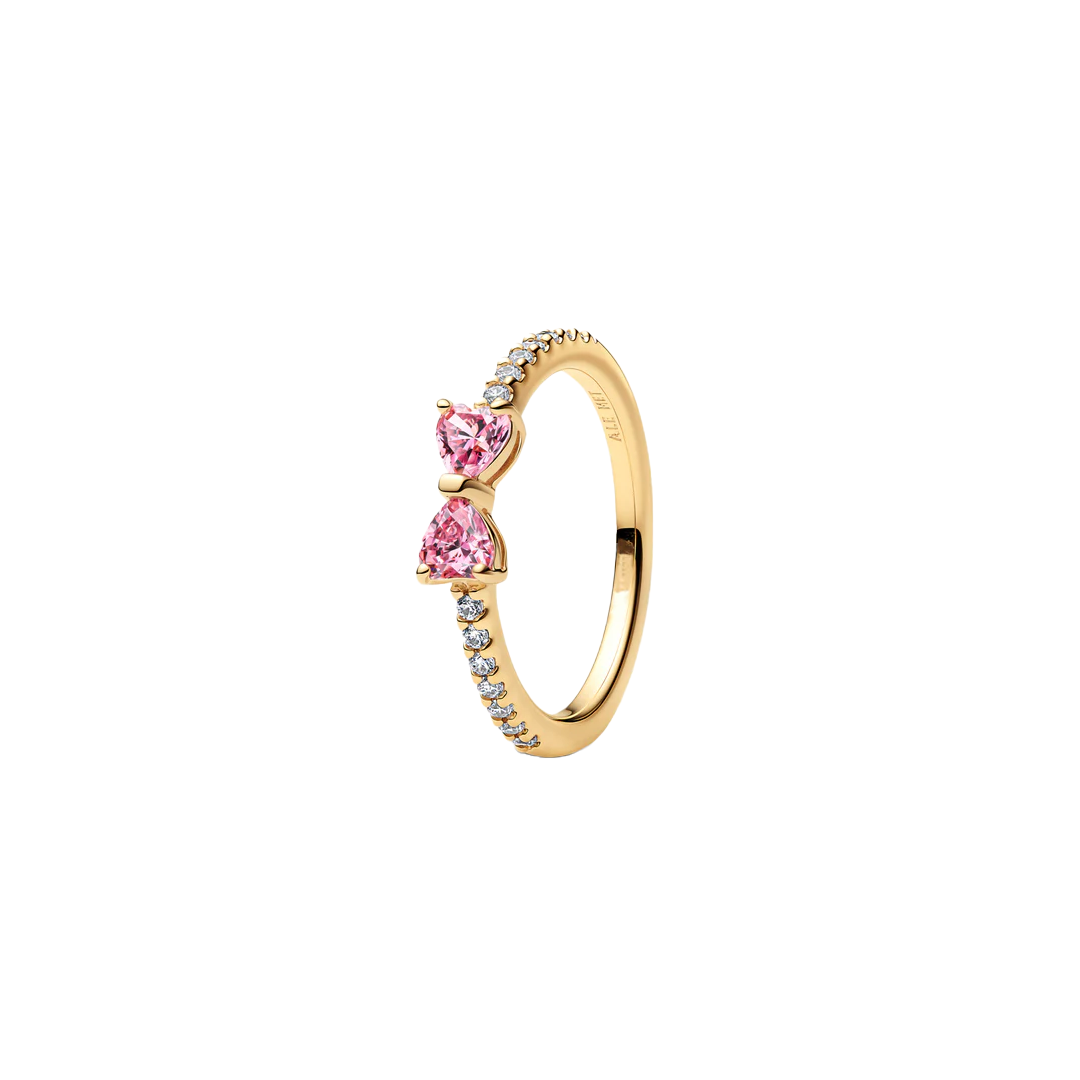 Anillo Moño Rosa Con Pavé