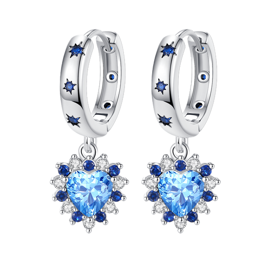 Pendientes De Aro Corazón Azul