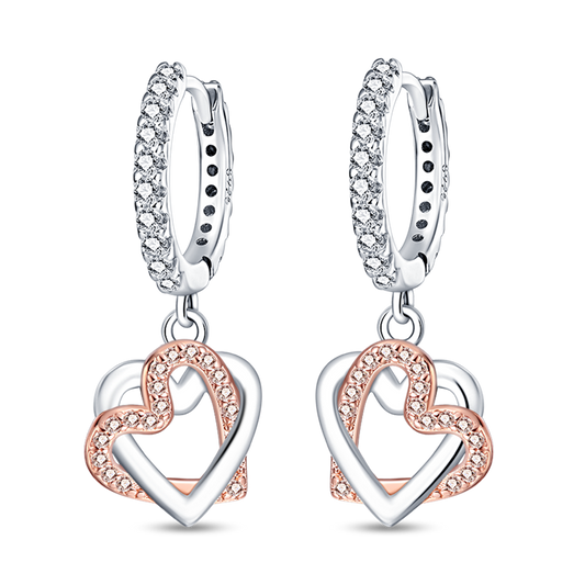 Pendientes De Aro Doble Corazón Simple