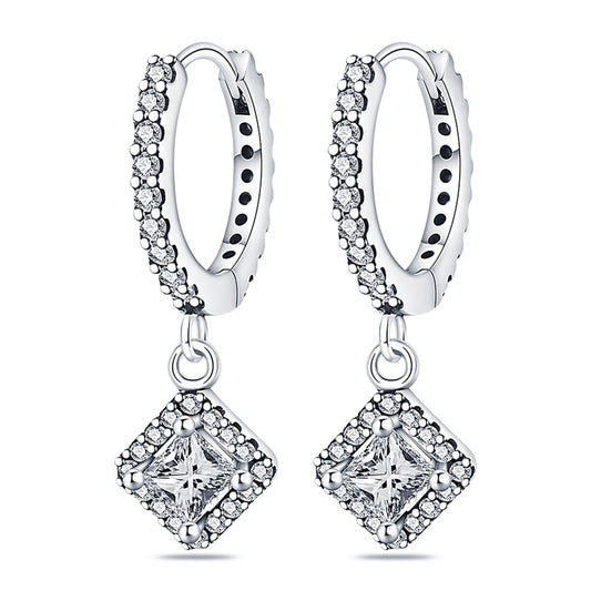 Pendientes De Aro Rombo Con Pavé