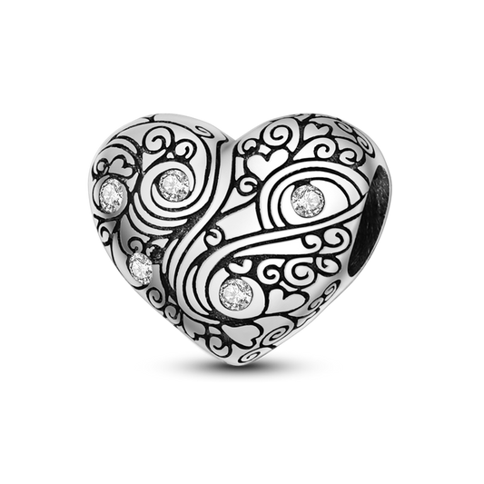 Charm Corazón Con Arte Grabado